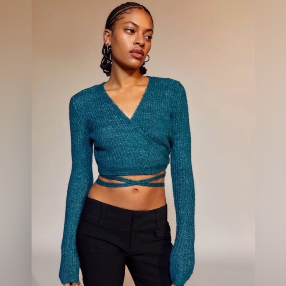 Urban Outfitters Deep Teal Knit Crop Top